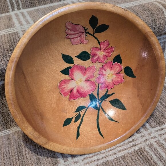 Handmade Other - Hand Painted Vintage Decorative Wooden Bowl